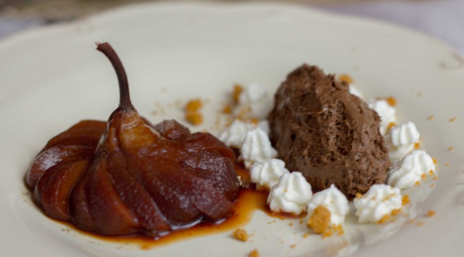 Dessert des Jahres: Portweinbirnen und Mousse mit Schokolade und einem Hauch Espresso
